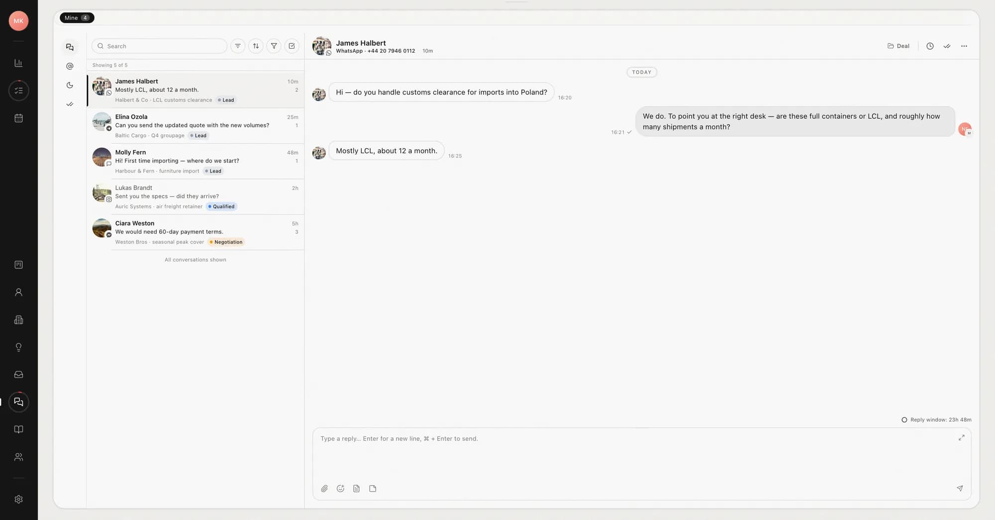 The shared inbox: five conversations across five channels